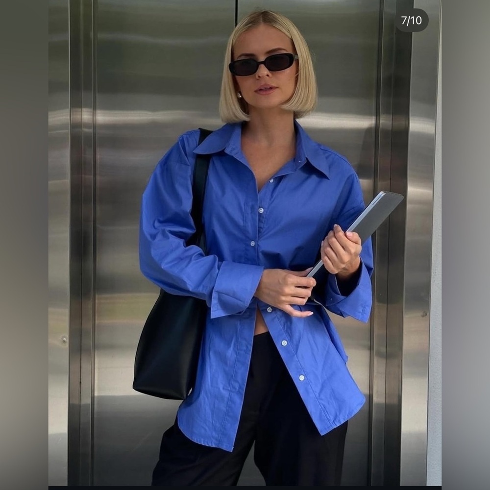 💙SLIM POPLIN SHIRT - Picture 2 of 6